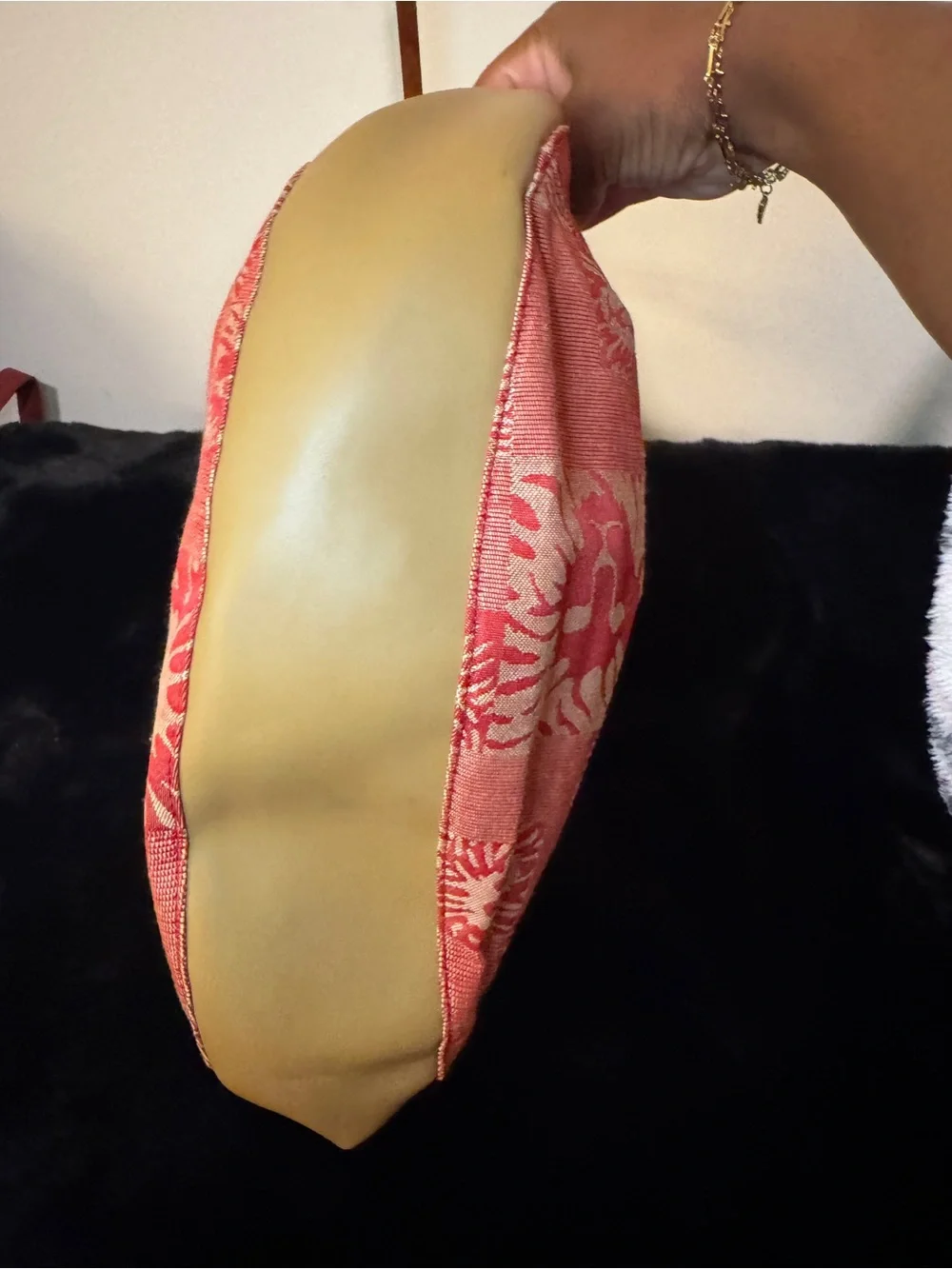 Anne Klein Coral Pattern Shoulder Bag with Tan Straps